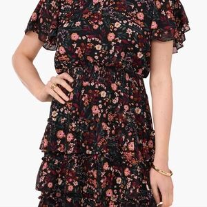 Floral Flutter Sleeve Ruffle Dress NWT